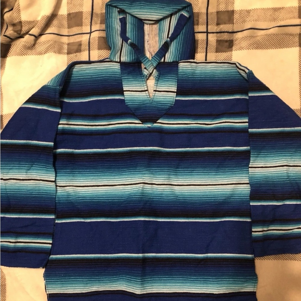 Blue Striped Baja Hoodie